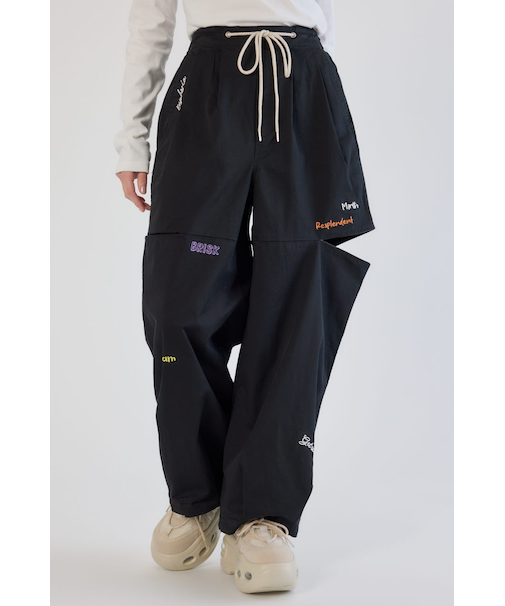 embroideryサイドジップパンツ