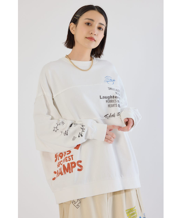 加工アウトシームスウェットトップス