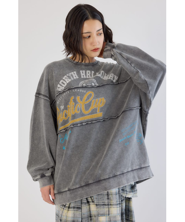 加工アウトシームスウェットトップス