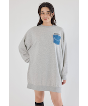 グランジロゴデニムアップリケワンピース