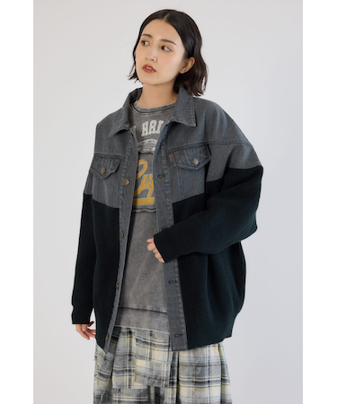 ニットドッキングルーズデニムジャケット