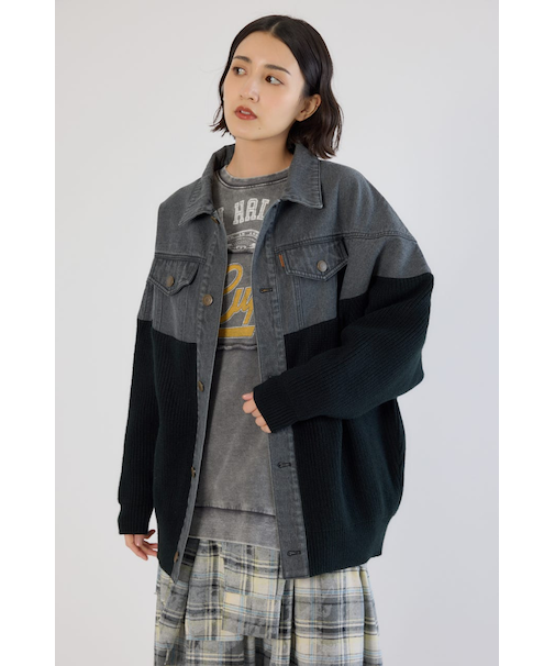 ニットドッキングルーズデニムジャケット