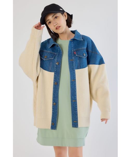 ニットドッキングルーズデニムジャケット