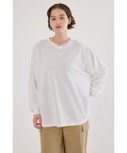 梨地VネックロングスリーブTシャツ
