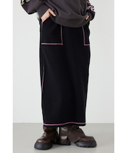 スウェットライクサイドステッチニットスカート