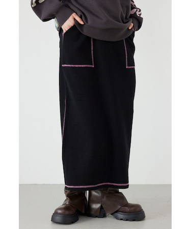 スウェットライクサイドステッチニットスカート