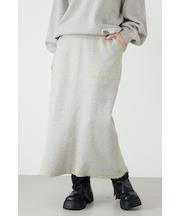 スウェットライクサイドステッチニットスカート