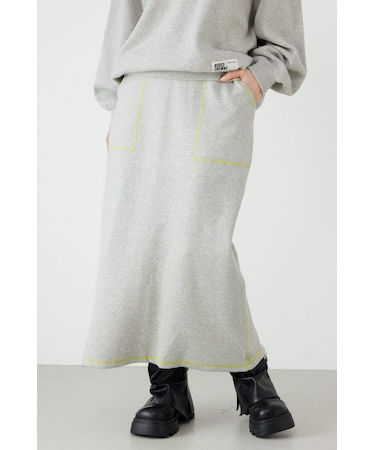 スウェットライクサイドステッチニットスカート