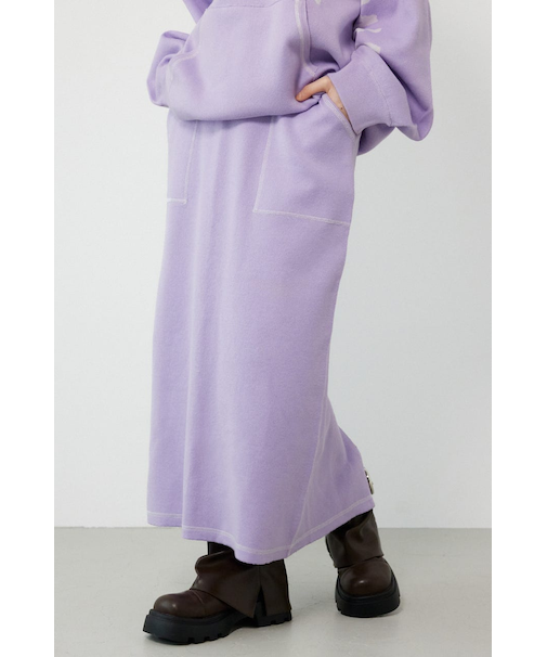 スウェットライクサイドステッチニットスカート