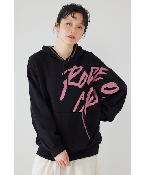 スウェットライクフロントロゴニットフーディー