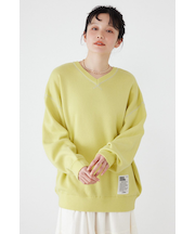 スウェットライク2wayネックニットトップス