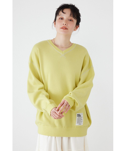 スウェットライク2wayネックニットトップス