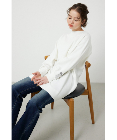 スウェットライクオフショルニットワンピース