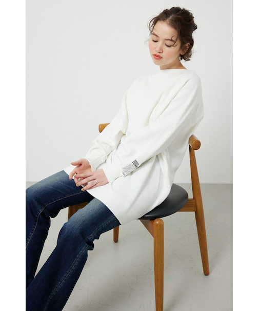 スウェットライクオフショルニットワンピース