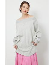 スウェットライクオフショルニットワンピース