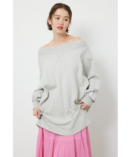 スウェットライクオフショルニットワンピース