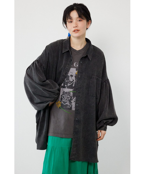 ボリュームスリーブフレアデニムシャツ