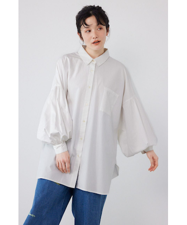 ボリュームスリーブフレアデニムシャツ