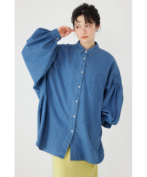 ボリュームスリーブフレアデニムシャツ