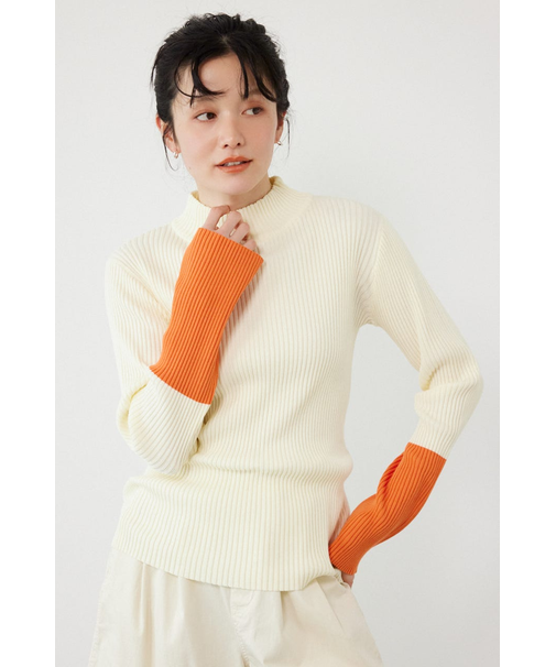 スリーブカラーニットトップス