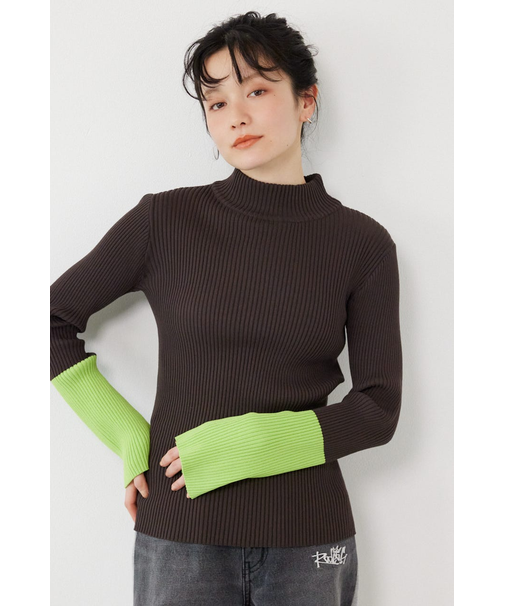 スリーブカラーニットトップス