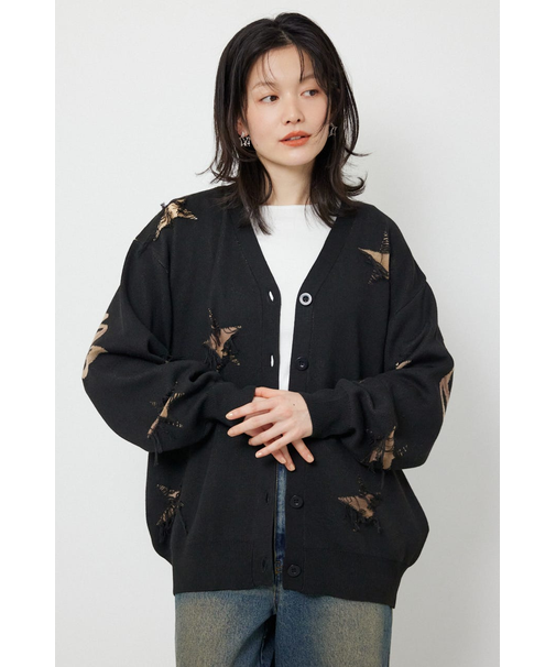 スター柄ニットカーディガン