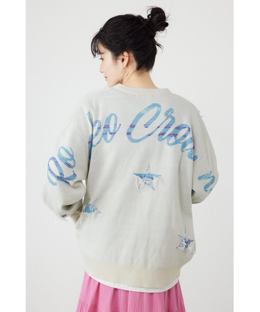 スター柄ニットカーディガン