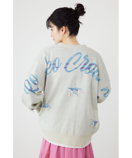 スター柄ニットカーディガン