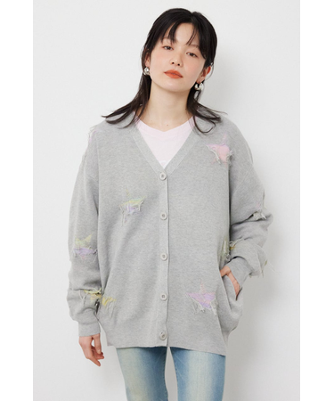 スター柄ニットカーディガン