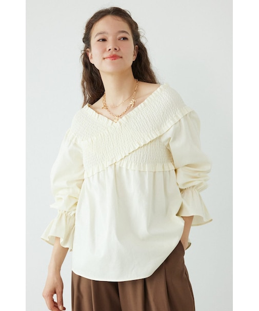 シャーリング2WAYトップス