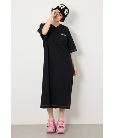 ハーフスリーブステッチワンピース