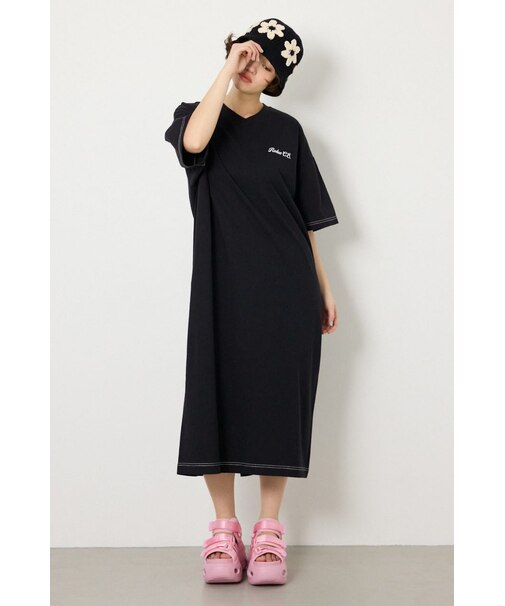 ハーフスリーブステッチワンピース