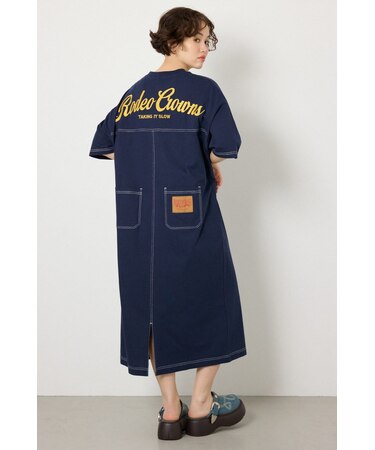 ＜WEB先行アイテム＞ハーフスリーブステッチワンピース