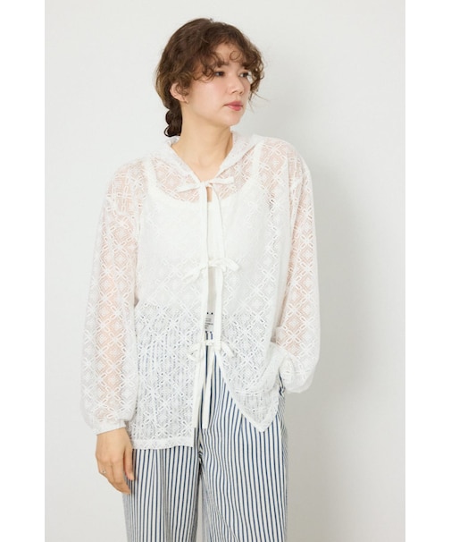 メッシュフーディカーディガン