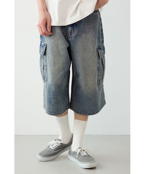 デニムバミューダカーゴパンツ