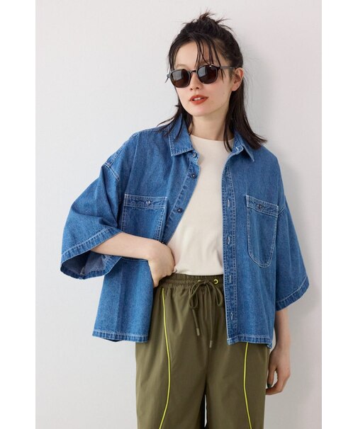 <WEB先行アイテム>デニムワイドシャツ