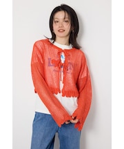 メッシュ柄リボンボレロ