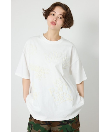 【UNISEX】クレヨンタッチ同色発泡プリントTシャツ