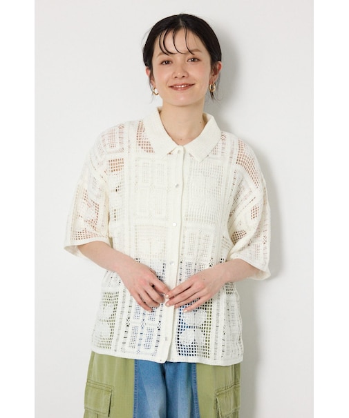 スクエアクロシェニットシャツ