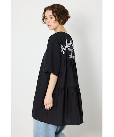 バックティアードコンビチュニックワンピース