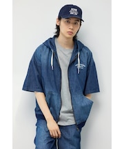 シャンブレーハーフスリーブZIPパーカー