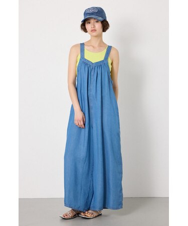 Thickness DENIMギャザーサロペット