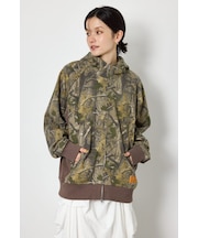 (UNISEX)SHARE パターンスタンドネックジップパーカー