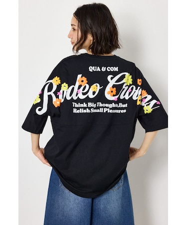 フラワースクリプトロゴ5分袖Tシャツ