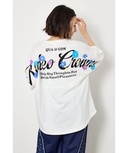 フラワースクリプトロゴ5分袖Tシャツ