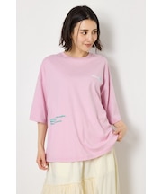 フラワースクリプトロゴ5分袖Tシャツ