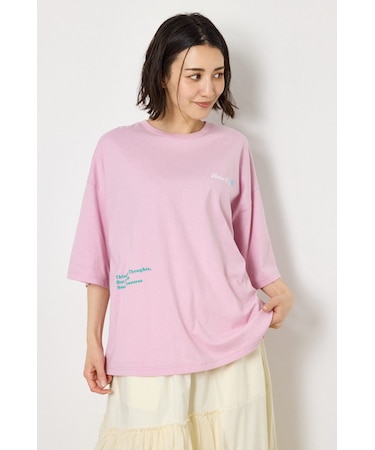 フラワースクリプトロゴ5分袖Tシャツ