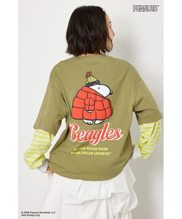 【UNISEX】(PEANUTS)フェイクレイヤードロングTシャツ