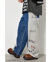 【UNISEX】(PEANUTS)スウェットドッキング リメイクデニム