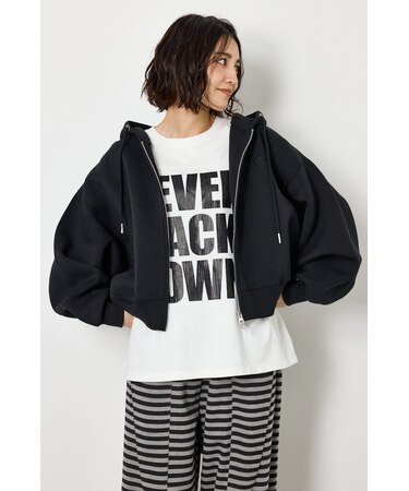エンボス W-ZIP ショート パーカー